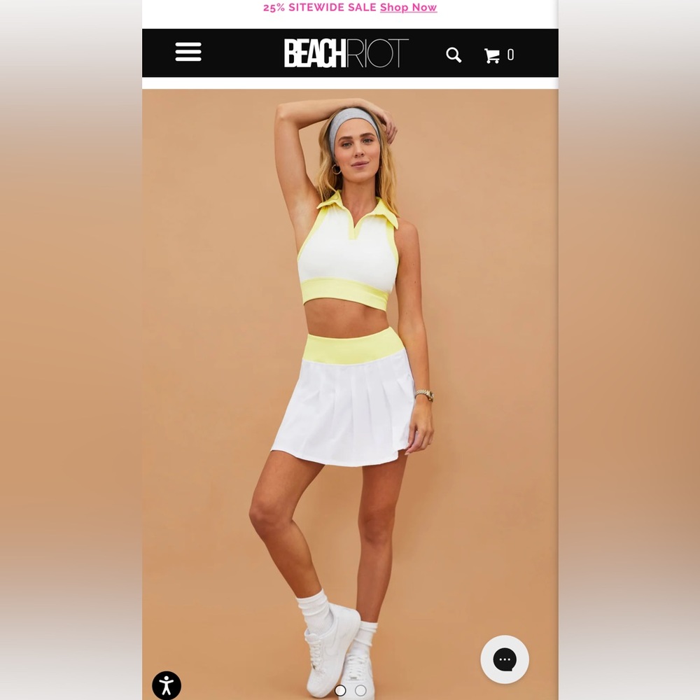 BEACH RIOT CAPE TENNIS SKIRT AND TOP WHITE LEMON COLORBLOCK